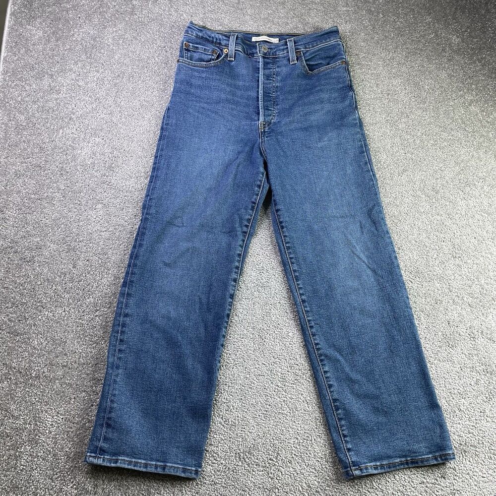 Levi’s Ribcage Straight Ankle Jeans Women’s 29 High Rise Button Fly Medium Wash